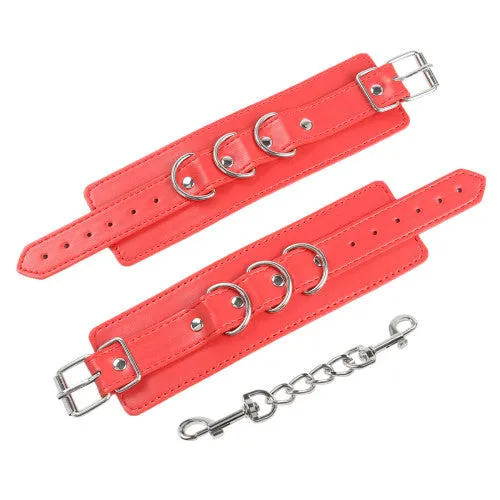 NAUGHTY TOYS red leather 3-D wrist restrains cuffs O-S