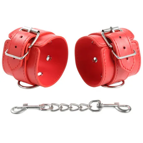 NAUGHTY TOYS red leather 3-D wrist restrains cuffs O-S