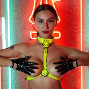 Neon Angel Bust Harness. Yellow