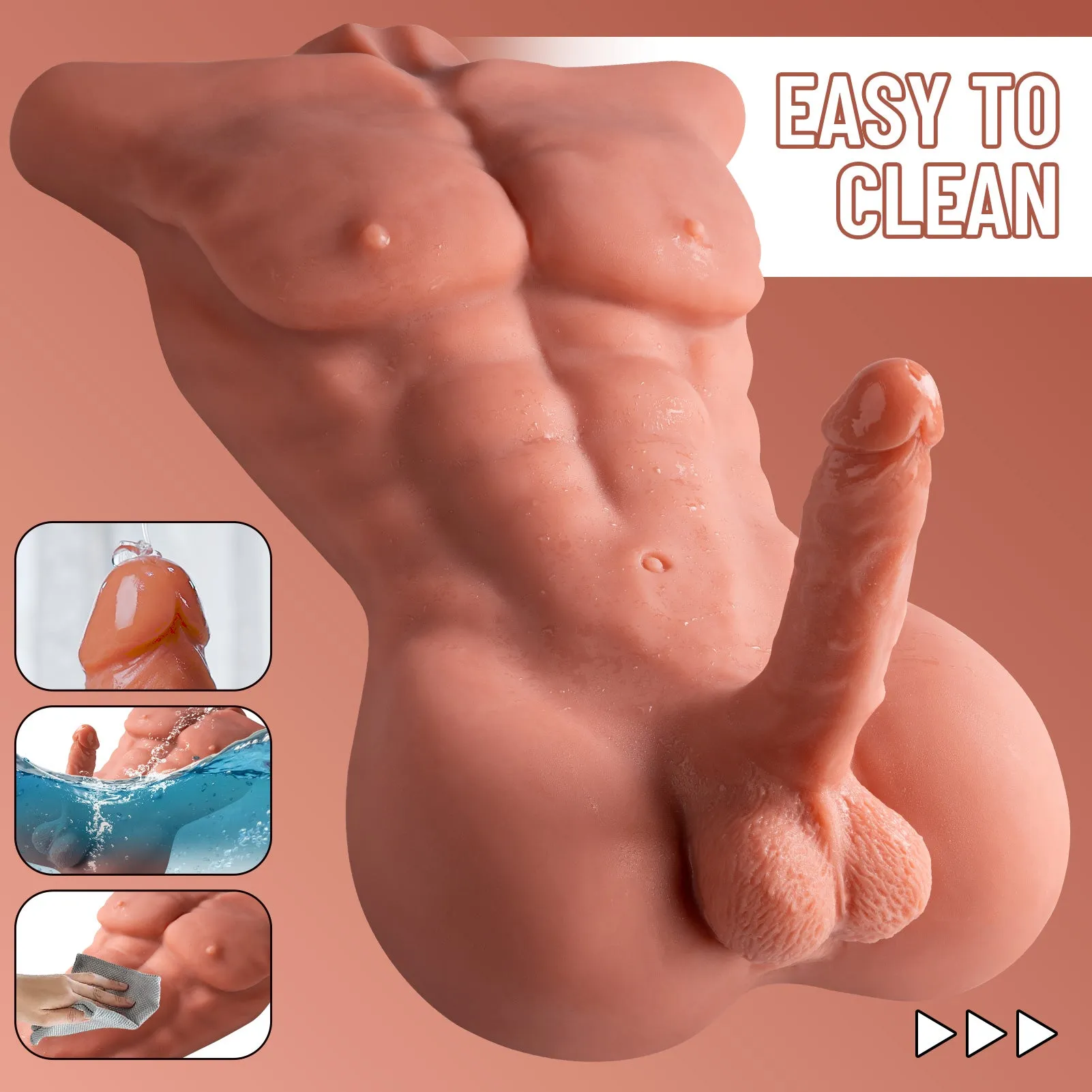 Oscar(For EU Customers): 16.75lb Sexy Male Torso Sex Doll with Dildo