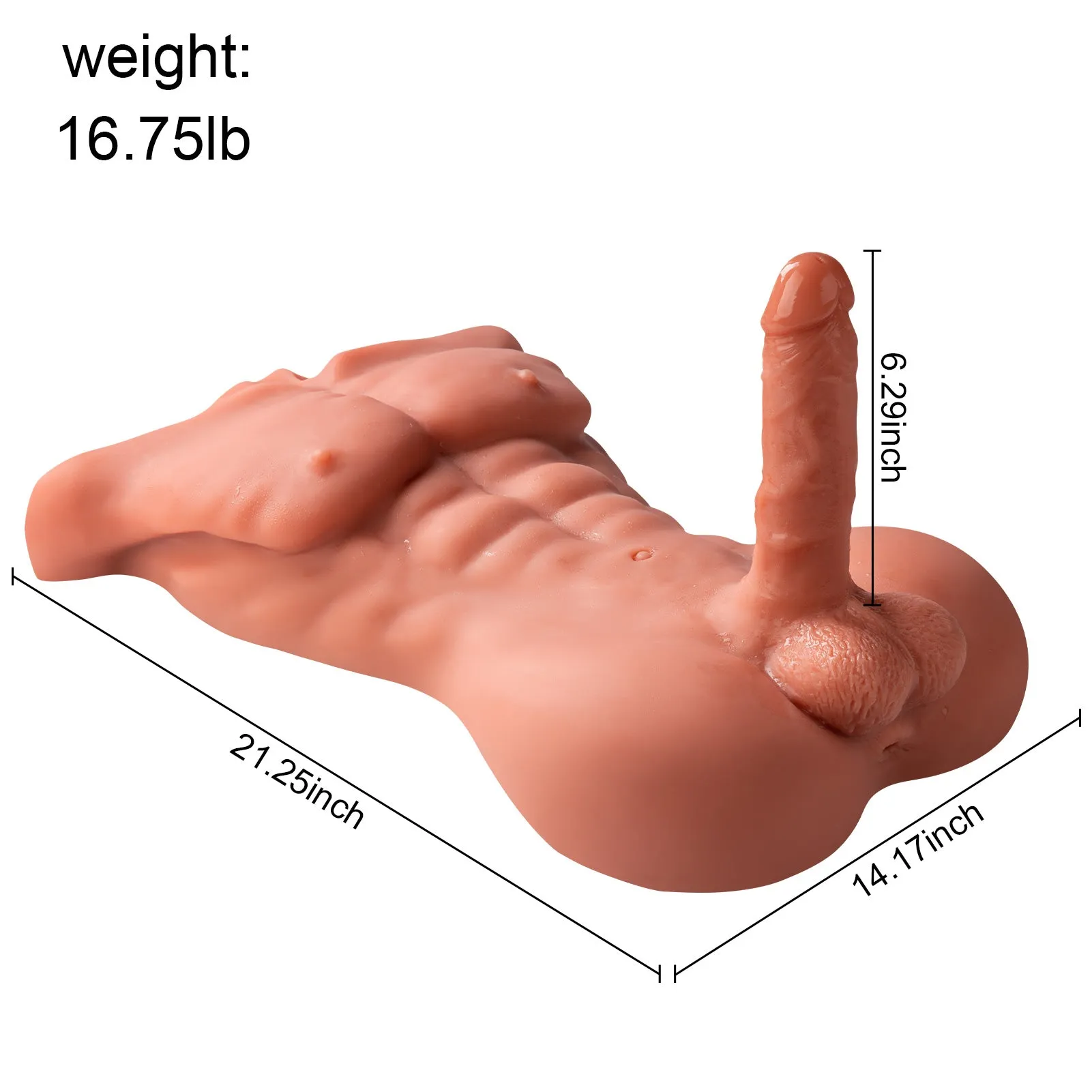 Oscar(For EU Customers): 16.75lb Sexy Male Torso Sex Doll with Dildo