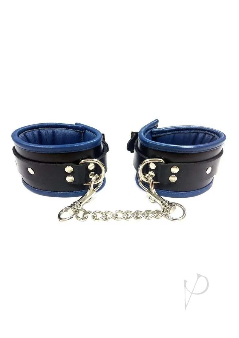Padded Leather Wrist Cuffs Blk/blu