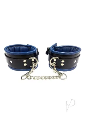 Padded Leather Wrist Cuffs Blk/blu