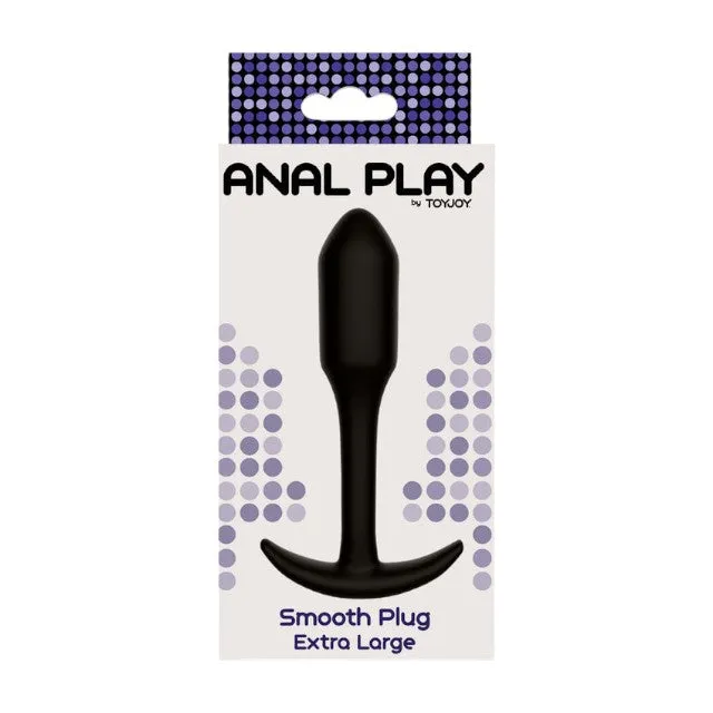 Plug anal TOYJOY Anal Play Smooth Plug - Extra Large. cu bază în formă de semilună. lungime 13.7 cm. diametru 2.9 cm. negru
