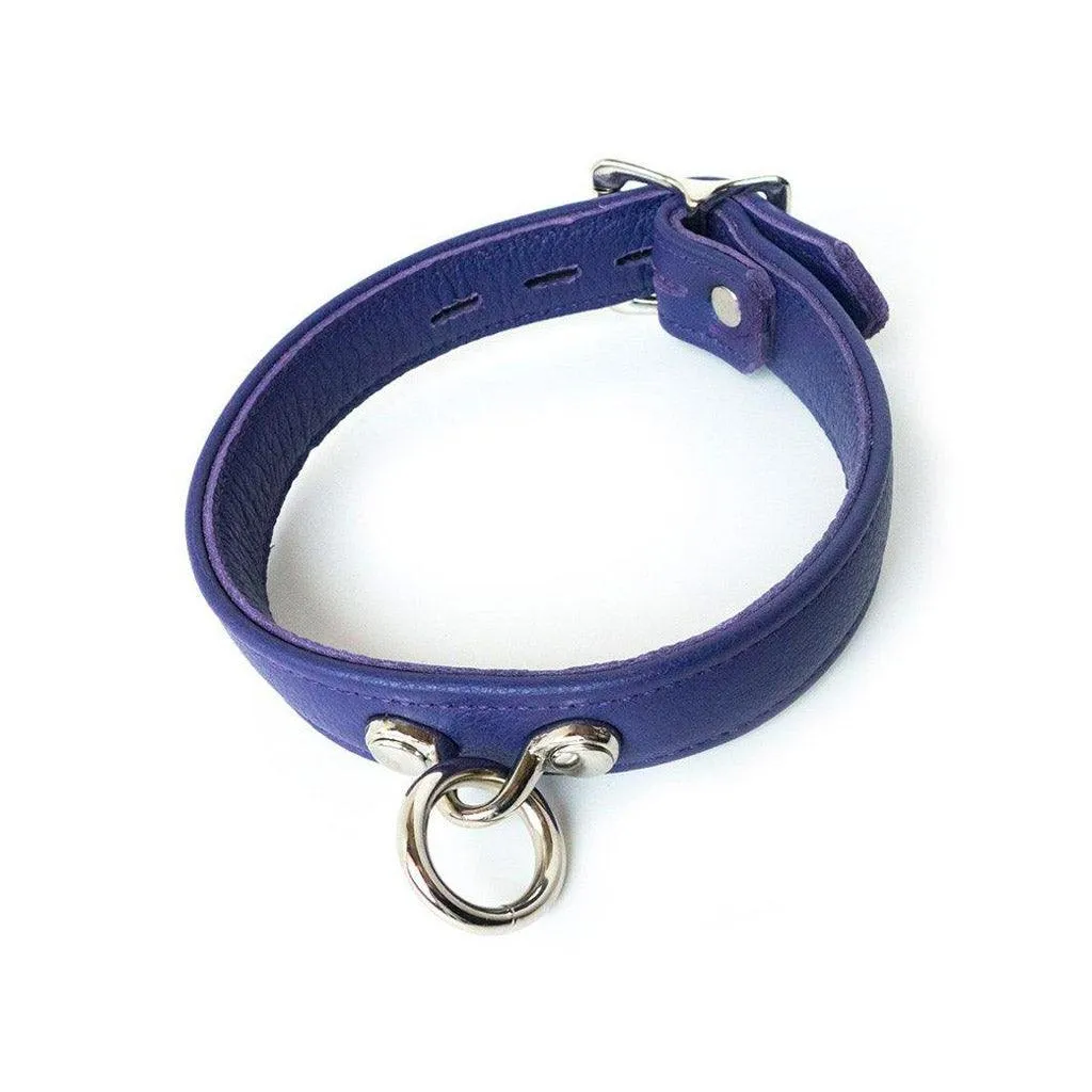 Premium Garment Leather Collar. Purple