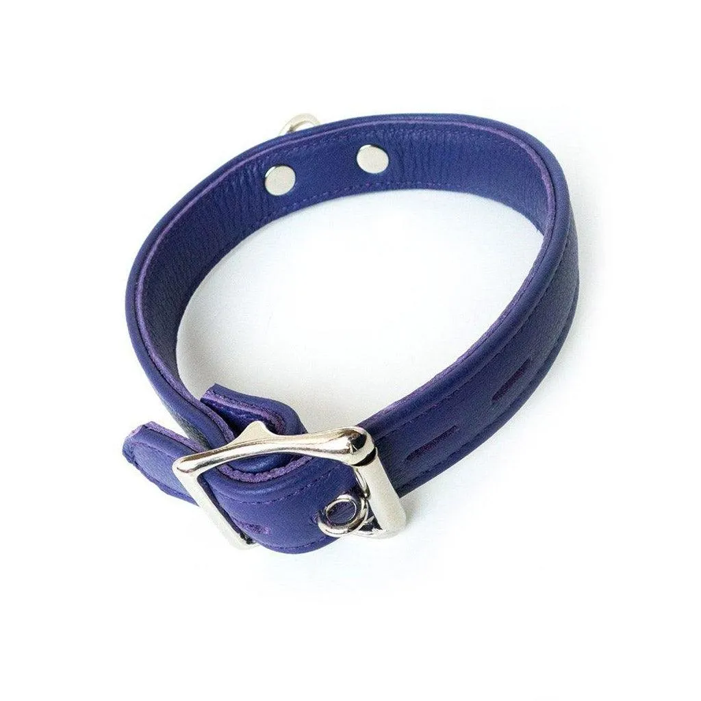 Premium Garment Leather Collar. Purple