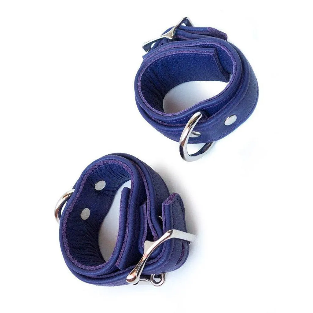 Premium Garment Leather Wrist Cuffs. Purple