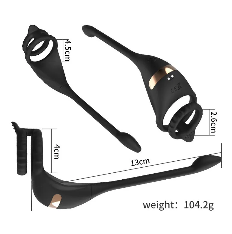 Racy - 3 in 1 Penis Cock Ring with Multi Stimulations Butt Plug