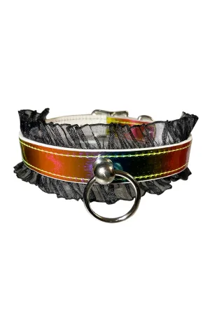 Rainbow Ruffle BDSM Collar