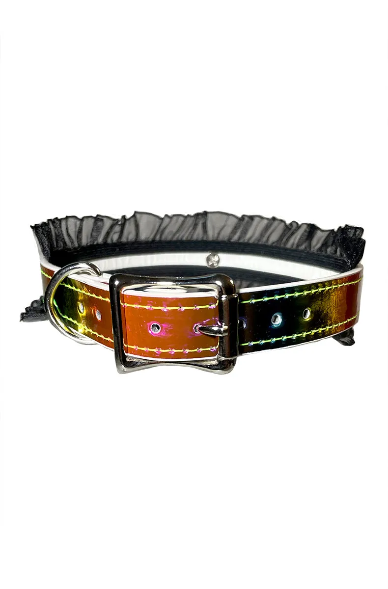Rainbow Ruffle BDSM Collar