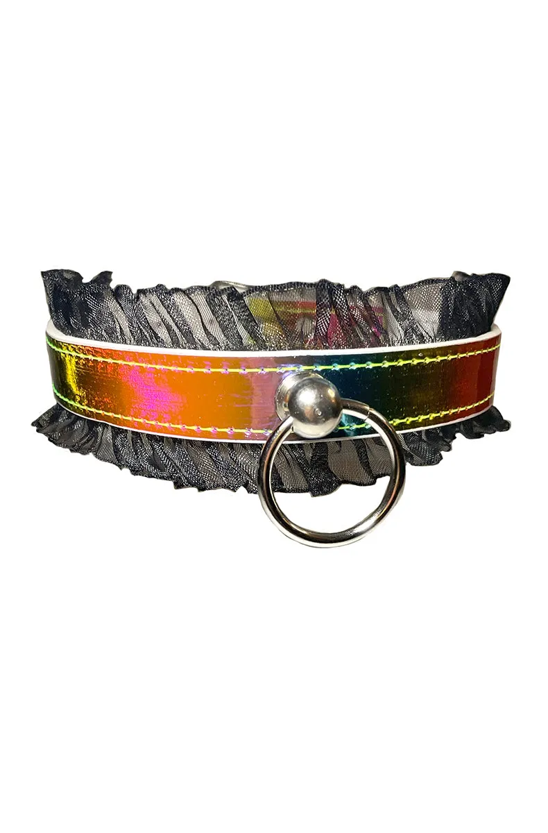 Rainbow Ruffle BDSM Collar