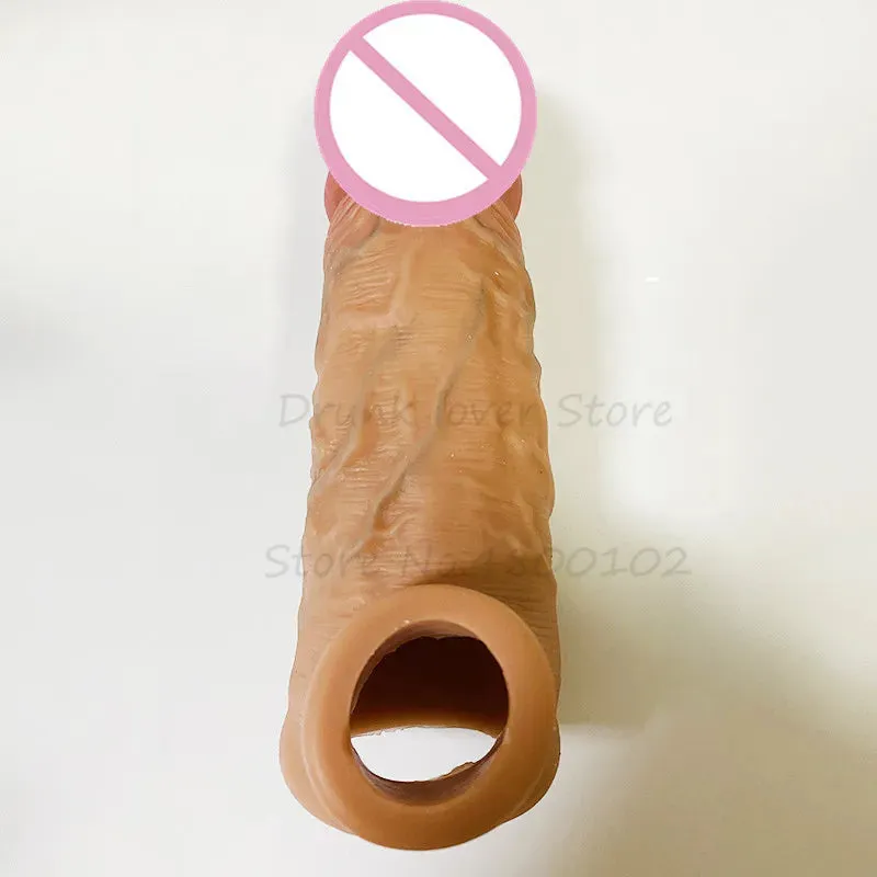 Realistic Dildo Cock Sleeve Male Penis Enlarger - Huge Lifelike Cock Ring Delay Ejaculation