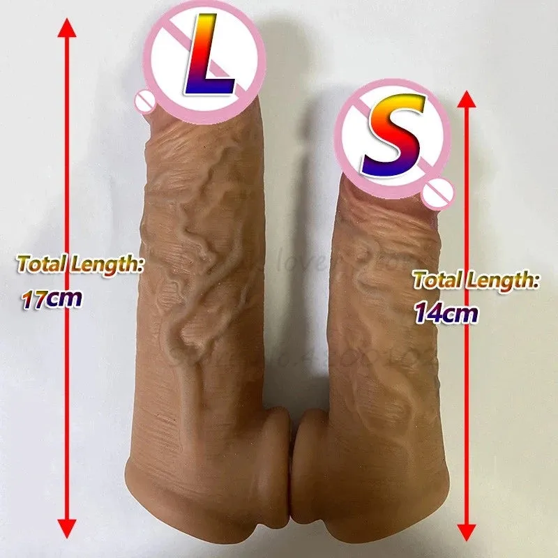 Realistic Dildo Cock Sleeve Male Penis Enlarger - Huge Lifelike Cock Ring Delay Ejaculation