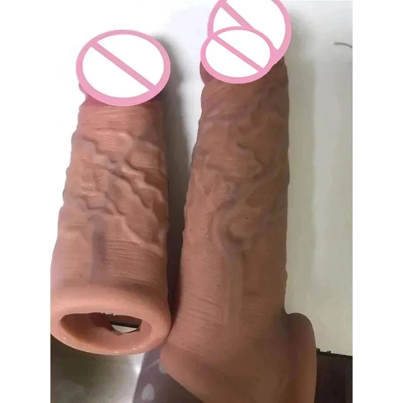 Realistic Dildo Cock Sleeve Male Penis Enlarger - Huge Lifelike Cock Ring Delay Ejaculation
