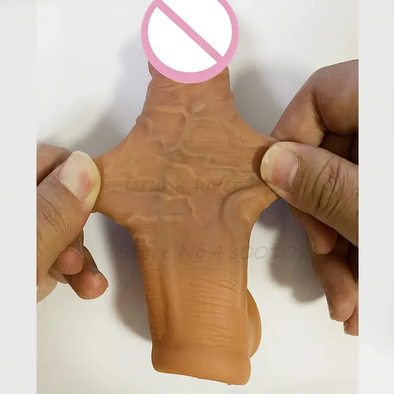 Realistic Dildo Cock Sleeve Male Penis Enlarger - Huge Lifelike Cock Ring Delay Ejaculation