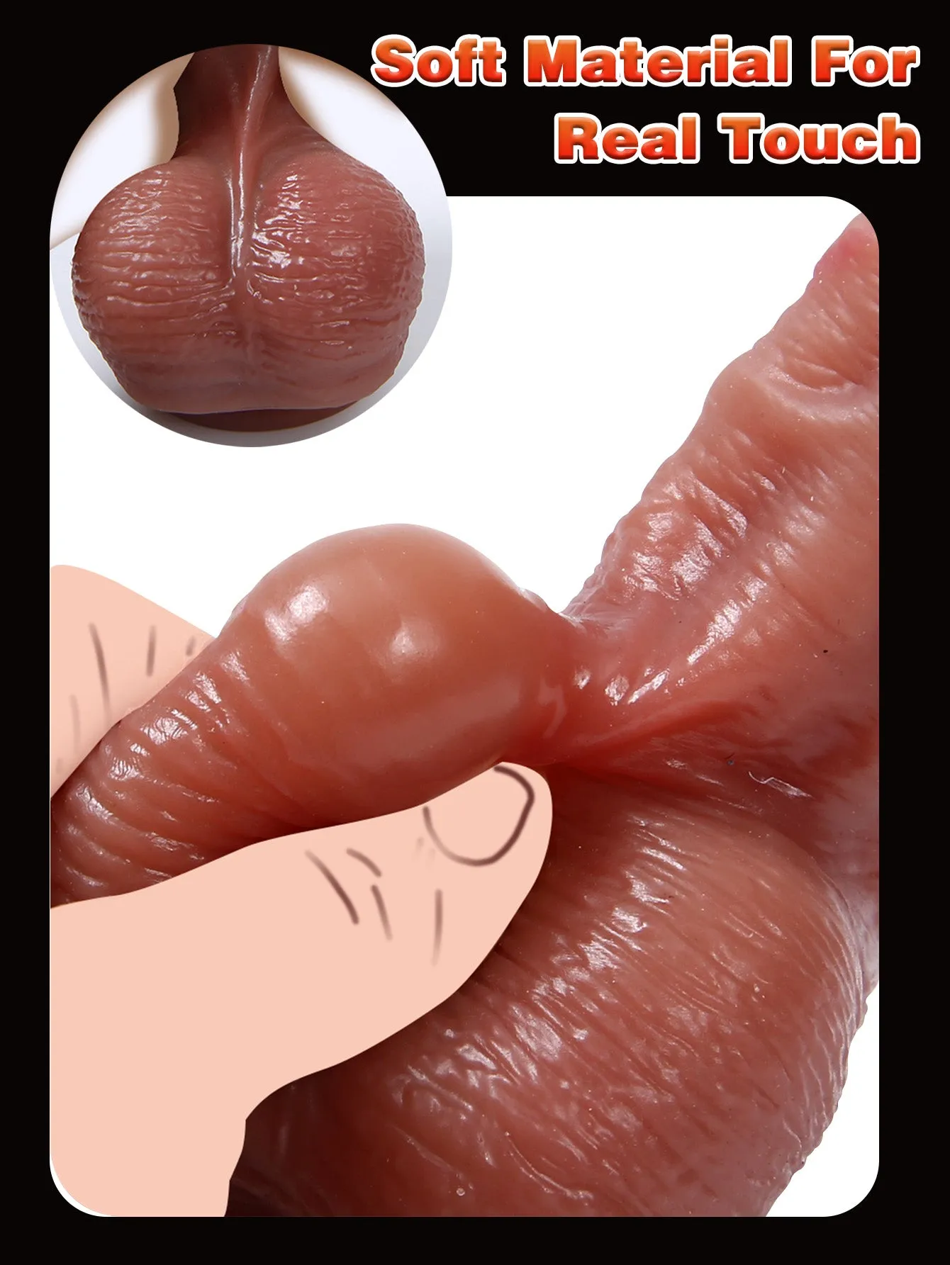 Realistic Dildo for Women - Skin Sliding Foreskin Testicles Anal Dildos Female Sex Toys