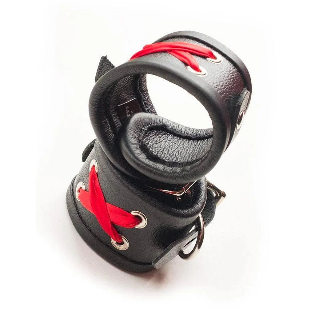 Red Laced Leather Wrist Cuffs