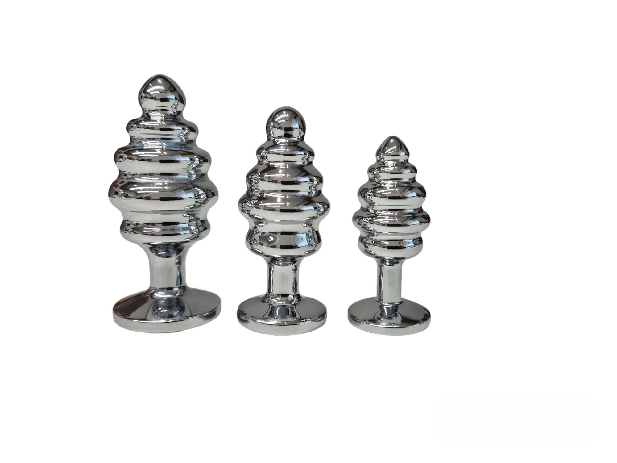 Rimba Wavy Silver Diamond Butt Plug Kit S/M/L | Free Satin Bag