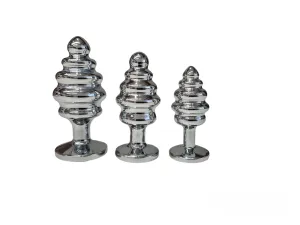 Rimba Wavy Silver Diamond Butt Plug Kit S/M/L | Free Satin Bag