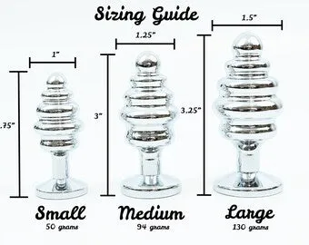 Rimba Wavy Silver Diamond Butt Plug Kit S/M/L | Free Satin Bag