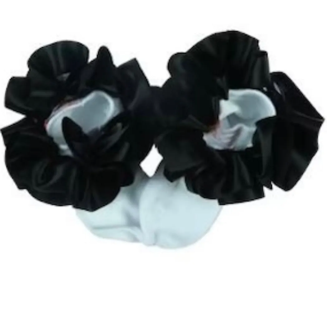 Ruffle Satin Ribbon Socks Black