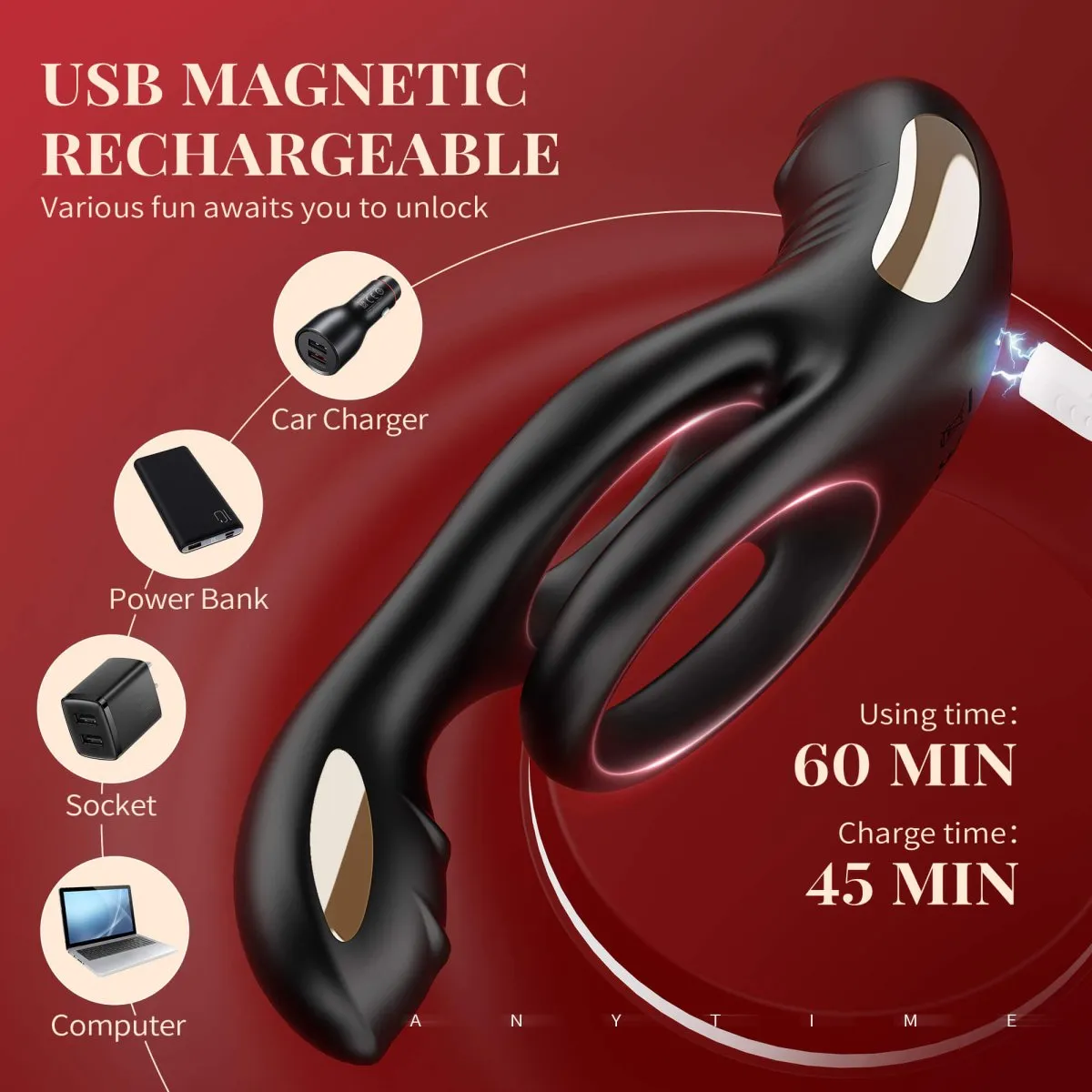 RYDEN|Multi Stimulation Vibration Penis Ring with Double Rings