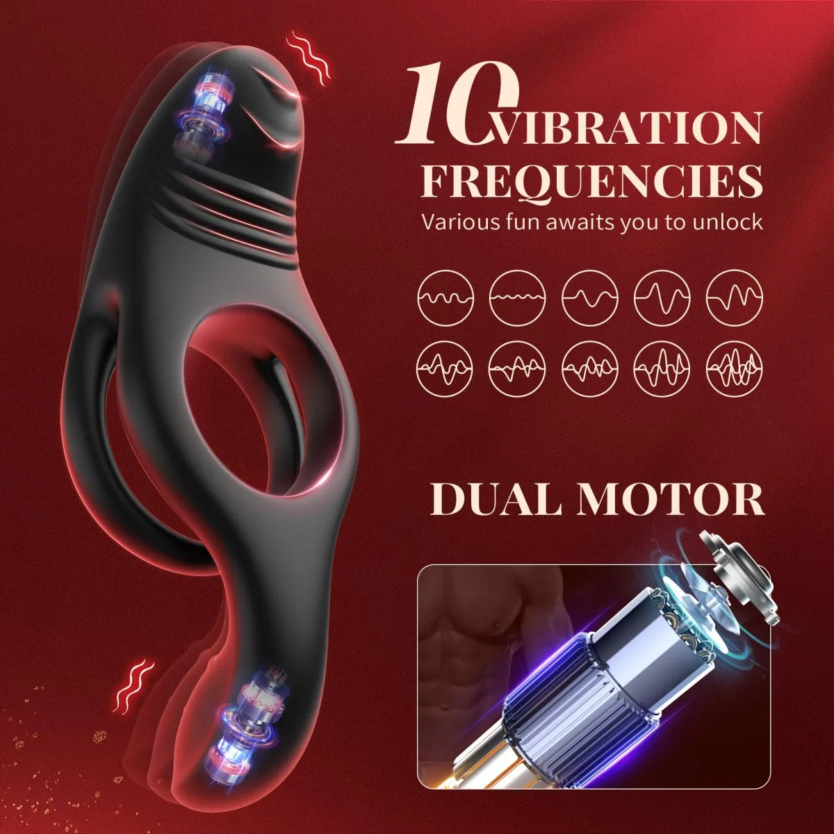 RYDEN|Multi Stimulation Vibration Penis Ring with Double Rings
