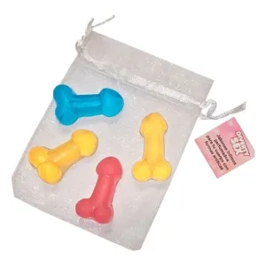 Set 4 mini săpunuri în formă de penis DIABLO PICANTE. un cadou amuzant perfect pentru petreceri de burlaci și burlăcițe (model 5261)