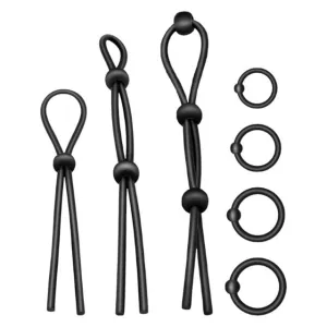 Set 7 inele pentru penis ADDICTED TOYS Flexible Cock Ring Set. pentru susținerea erecțiilor. din silicon. culoare negru