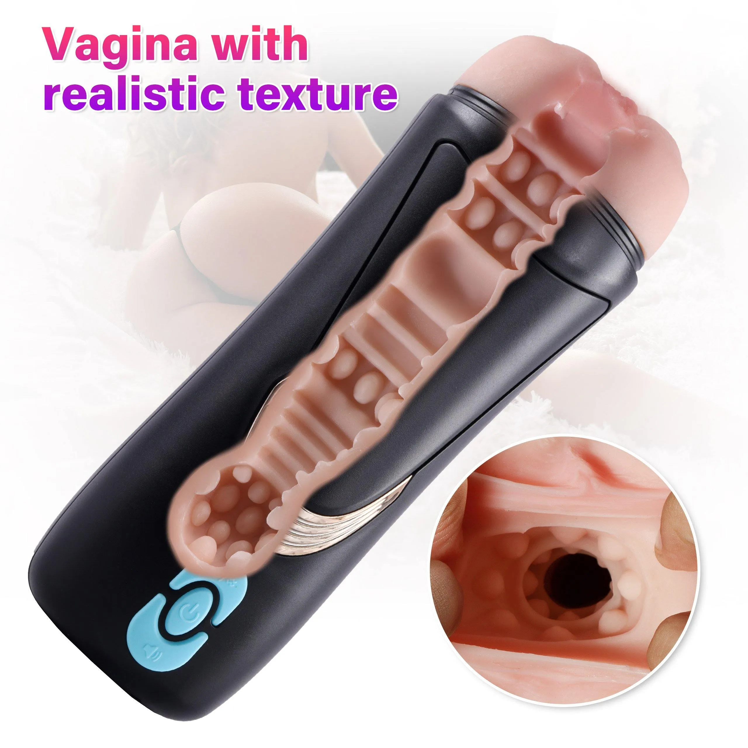 Shaking Masturbator Cup Realistic Textured Pocket Pussy