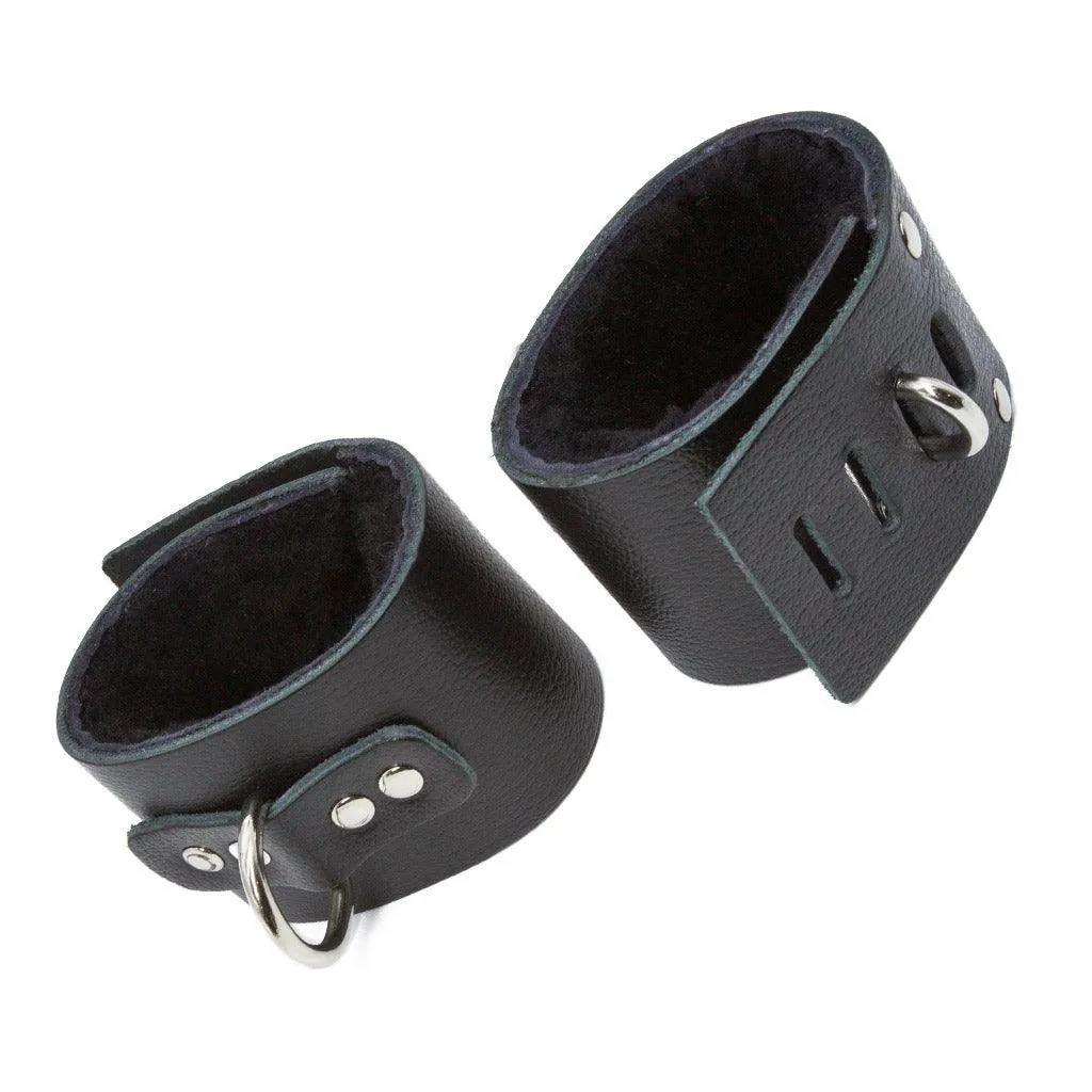 Sheepskin-Lined Wrist Cuffs w/ D-Ring