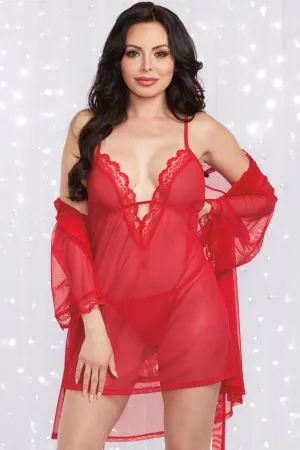 Sheer Mesh Chemise & Robe Set