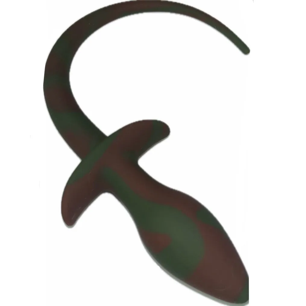 Silicone Brown/Green Puppy Tail Butt Anal Plug
