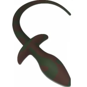 Silicone Brown/Green Puppy Tail Butt Anal Plug