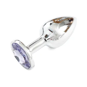 Silver Butt Plug Purple Medium