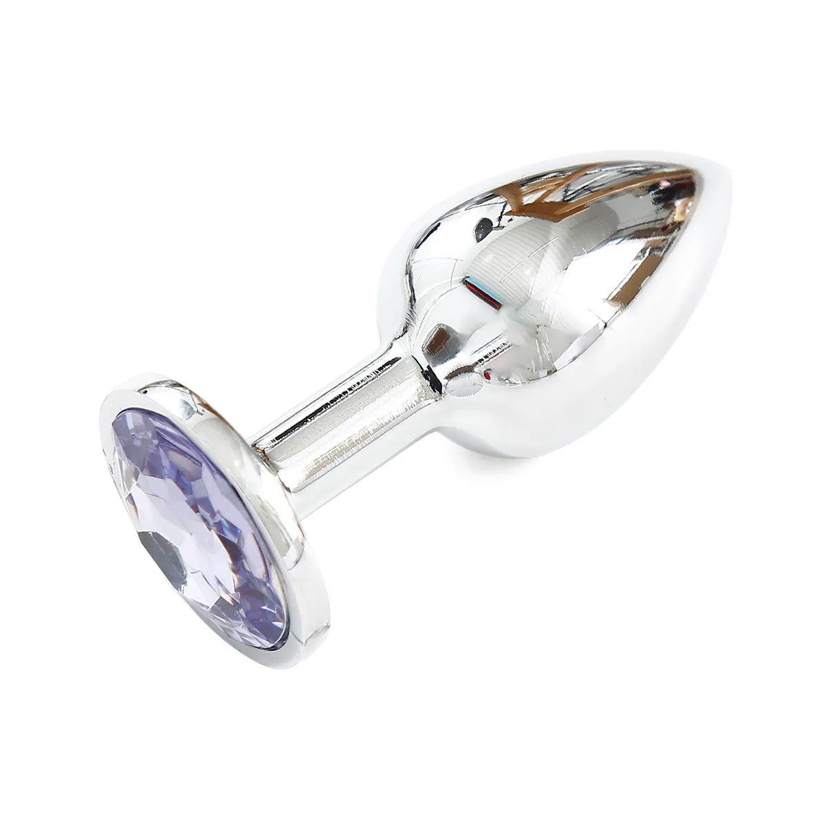 Silver Butt Plug Purple Medium