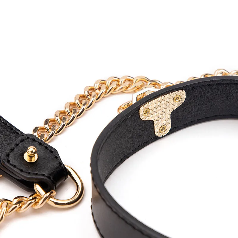 SM Leather Erotic Collar Chain Traction