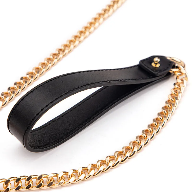 SM Leather Erotic Collar Chain Traction