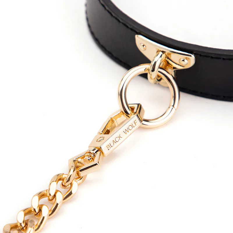 SM Leather Erotic Collar Chain Traction