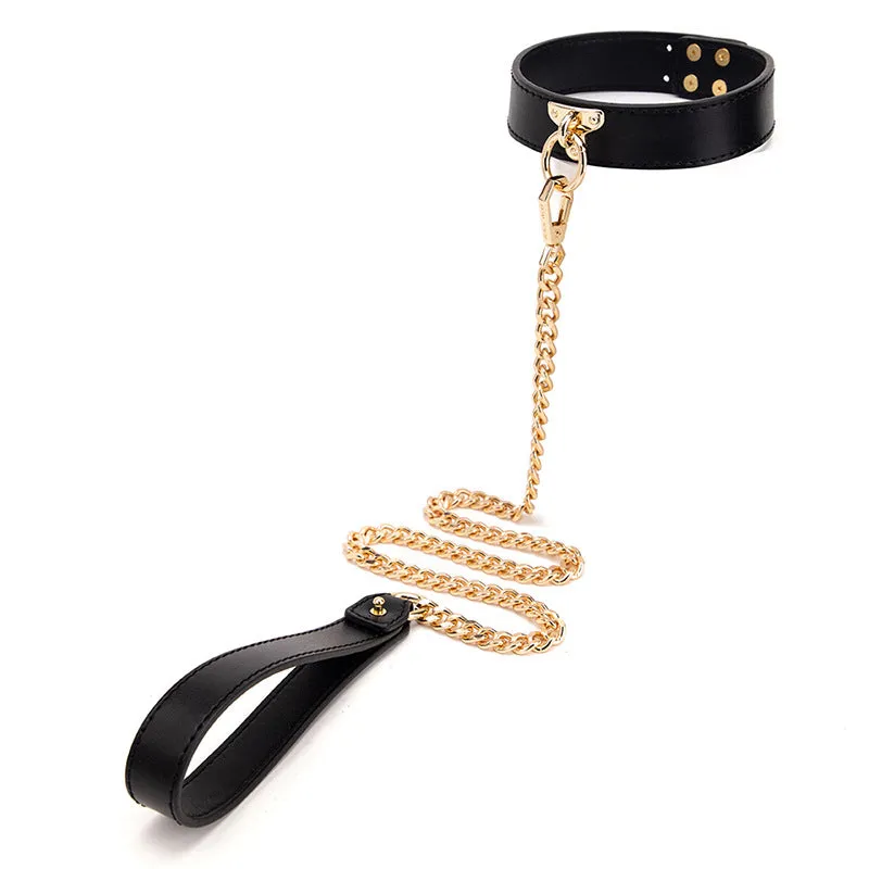 SM Leather Erotic Collar Chain Traction