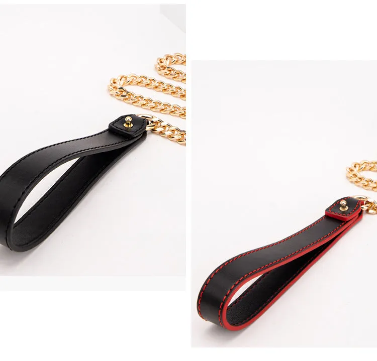 SM Leather Erotic Collar Chain Traction