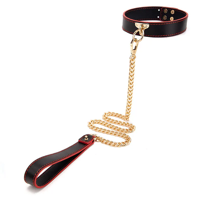 SM Leather Erotic Collar Chain Traction