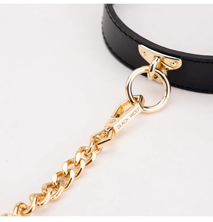SM Leather Erotic Collar Chain Traction