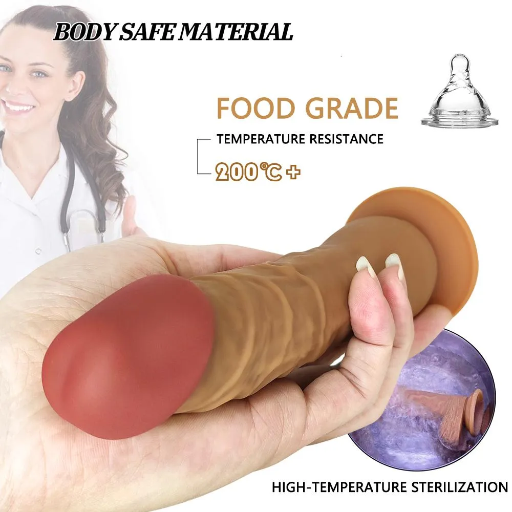 Ultra Liquid Silicone Realistic Suction Cup Dildo with Balls 7 Inch