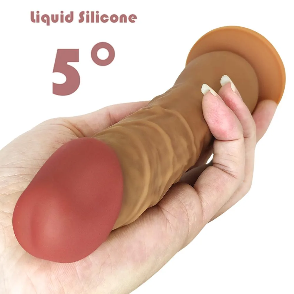 Ultra Liquid Silicone Realistic Suction Cup Dildo with Balls 7 Inch