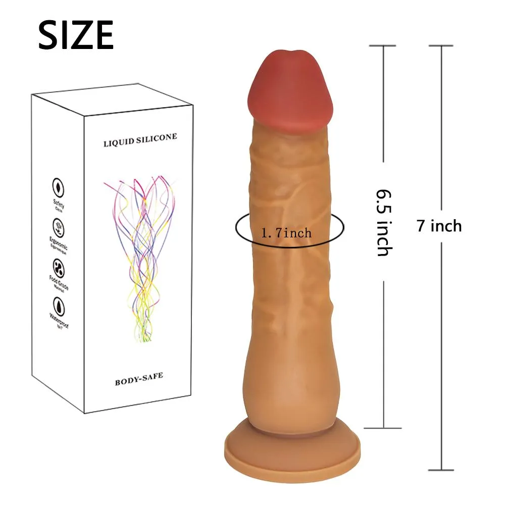 Ultra Liquid Silicone Realistic Suction Cup Dildo with Balls 7 Inch
