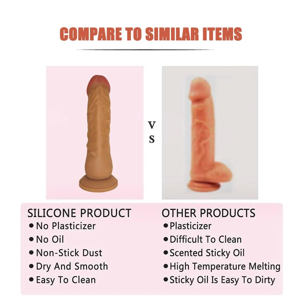 Ultra Liquid Silicone Realistic Suction Cup Dildo with Balls 7 Inch