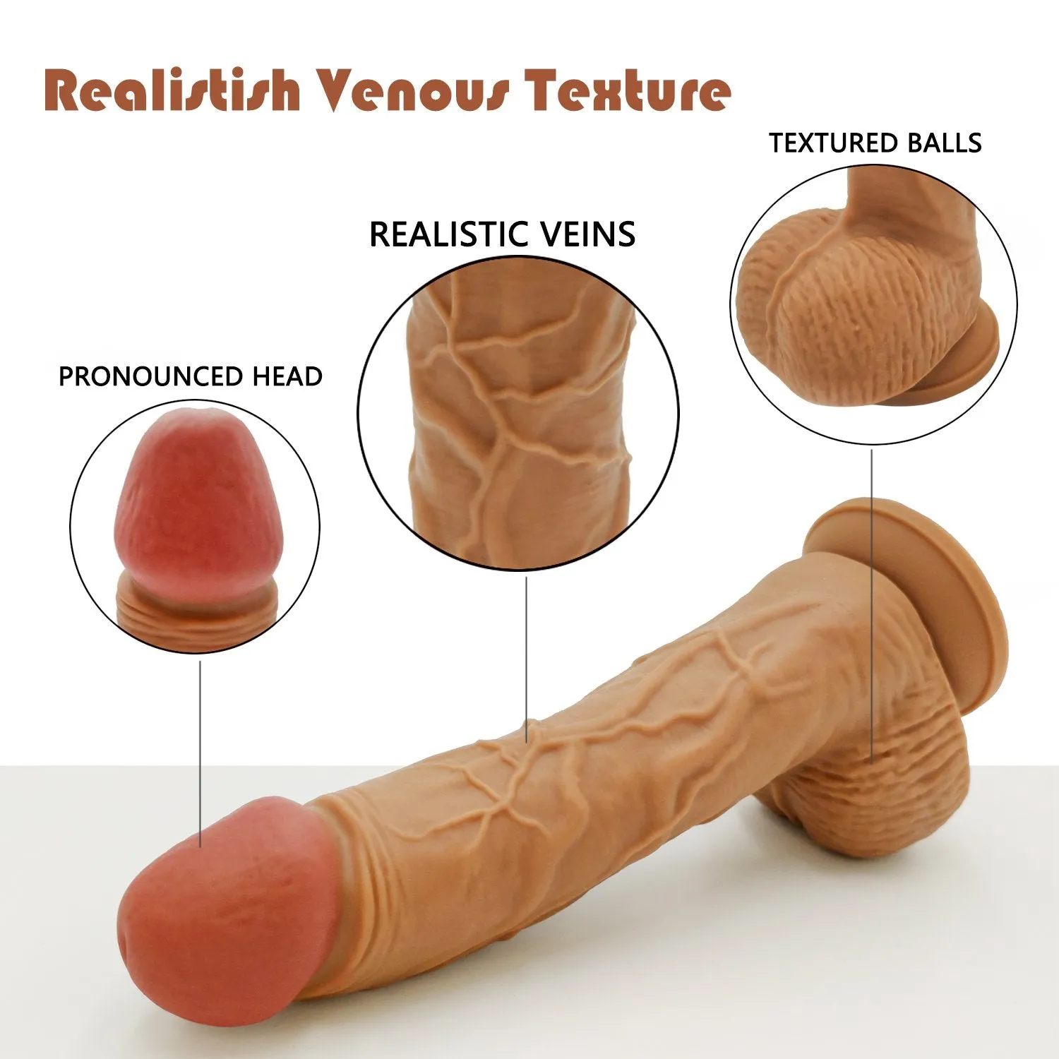 Ultra Liquid Silicone Realistic Suction Cup Dildo with Balls 8.1 Inch