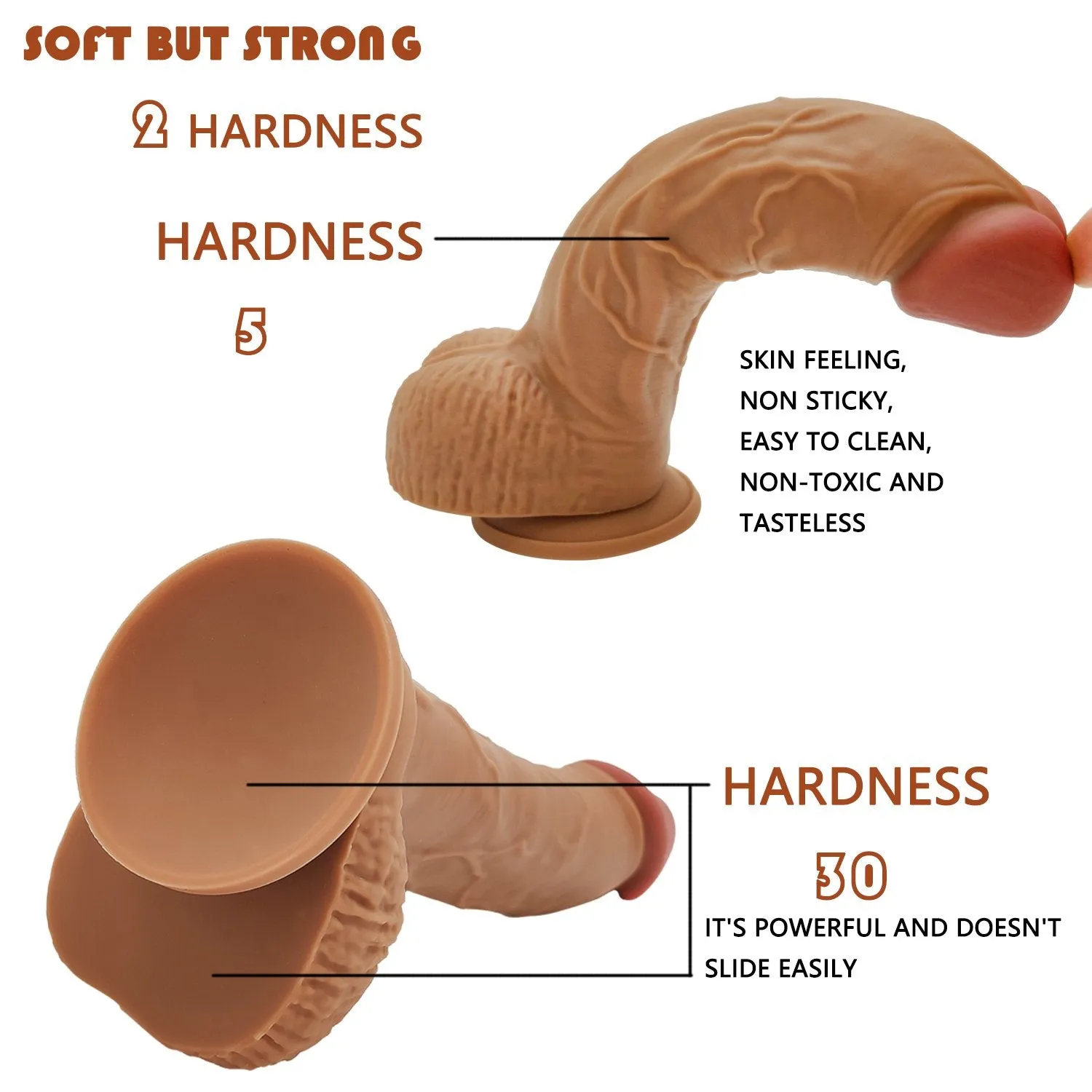 Ultra Liquid Silicone Realistic Suction Cup Dildo with Balls 8.1 Inch