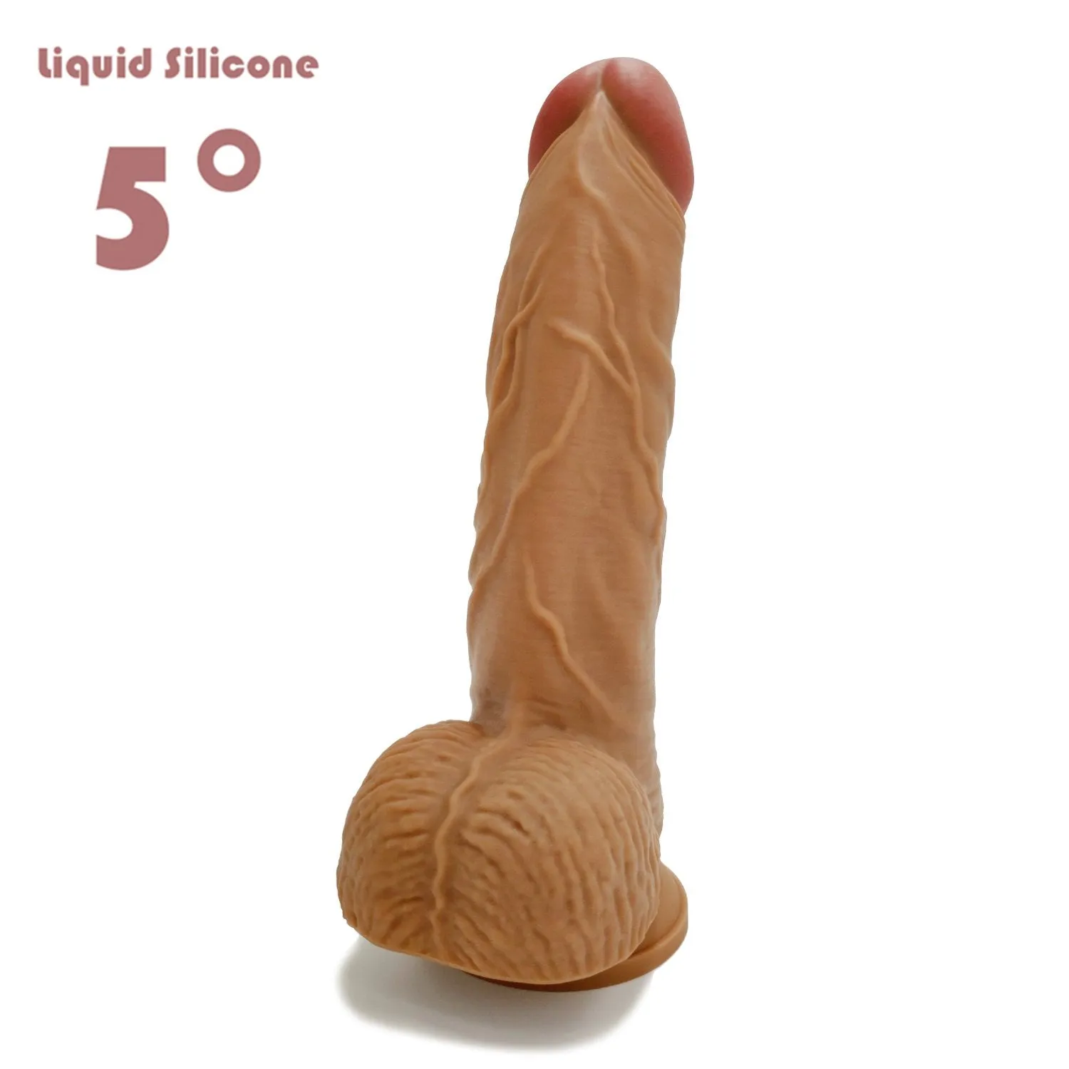 Ultra Liquid Silicone Realistic Suction Cup Dildo with Balls 8.1 Inch